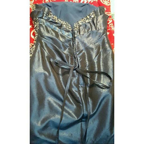 Strapless Dark Blue Prom Dress - Picture 6 of 8